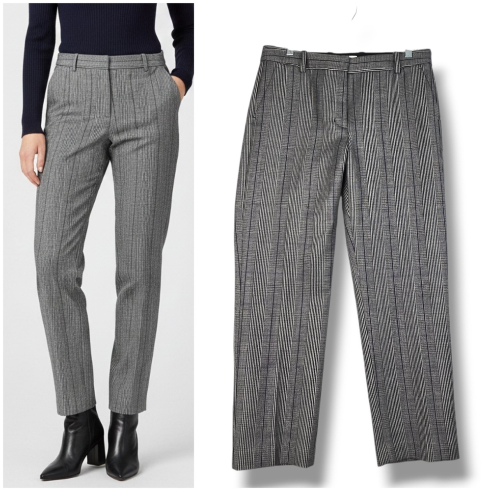 3.1 Phillip Lim Trouser sz 10 Pant Flat Front Straight Leg Grey Plaid Wool Blend